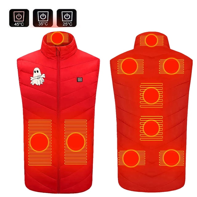 RXIRUCGD Plus Size Heated Coat For Men And Women 9 Heating Heated Jacket Winter Heating Coat( Red, Size:2XL )