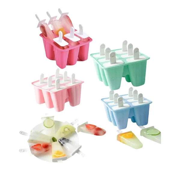 Silicone Popsicle Molds with Lids, 6-Cavity BPA-Free Ice Pop Maker for Kids & Adults, Easy-Release Frozen Treat Molds