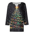 thumbnail image 5 of FDGIU Women's Christmas Tree Shirt 2025, Cute Print 3/4 Sleeve Crewneck Tunic Top for Holiday Casual Outfit Gifts, 5 of 5