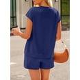 thumbnail image 5 of Gleelaud New Summer Women's 2-Piece Set V-Neck Button Top & Pocketed Drawstring Shorts for Home & Outdoor, 5 of 6