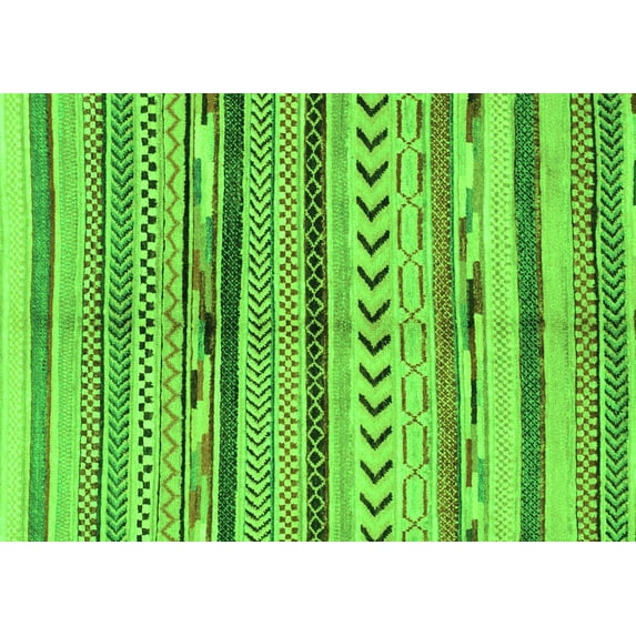Ahgly Company Indoor Rectangle Oriental Green Modern Area Rugs, 2' x 3'