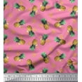 thumbnail image 1 of Soimoi Pink Velvet Fabric Peach Floral & Pineapple Fruits Decor Fabric Printed Yard 58 Inch Wide, 1 of 1