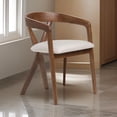 thumbnail image 6 of Cid Xeu 23 Inch Dining Chair, Round Cross Back, White Cushioned Seat, Brown, 6 of 6