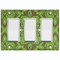 thumbnail image 1 of Metal Light Switch Plate Cover Green Brown Mandala Flower Tile Pattern MDL040, 1 of 13