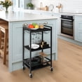 thumbnail image 3 of Moden Black Bar Cart with Wheels 3-Tier Bar Cart for Home Serving Cart for Home with Storage space and Small Bar Cart Suitable for Kitchen living room, 3 of 7