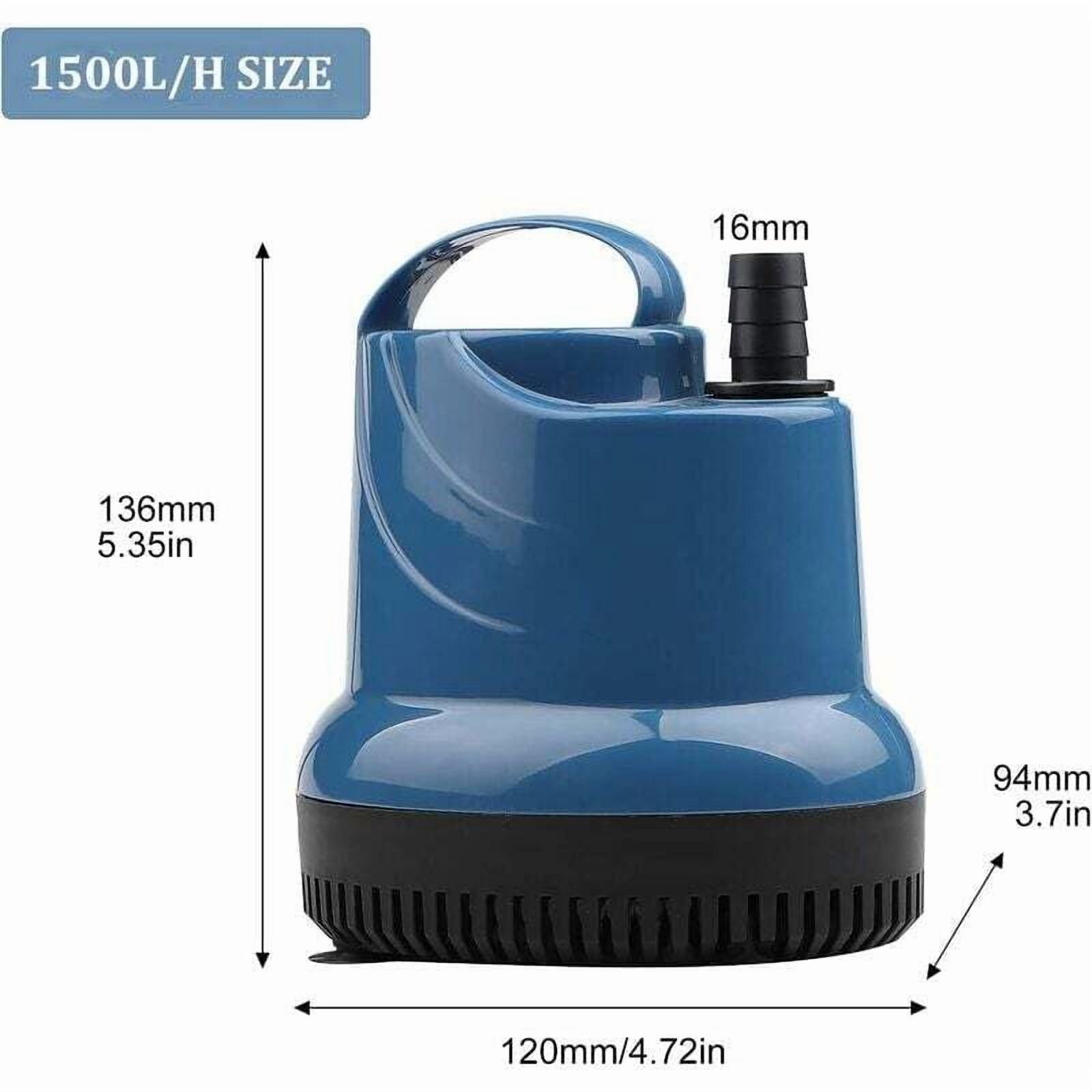 Mini Water Pump Submersible Pump 1500L/H 20W 230V Cellar Vacuum Pump 1.6M Lift 1.8M Cable for Garden, Aquarium, Pond, Fountain..