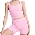 thumbnail image 2 of HongQid Women's 2 Piece Outfit Square Neck Bra Tank Top and High Waist Shorts Workout Set, 2 of 5