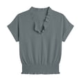thumbnail image 5 of Women's V-Neck Short-Sleeve Waist-Cinching Casual Loose Summer Top, 5 of 8