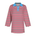 thumbnail image 4 of Pink Womens Blouses Womens Shirts Three Quarter Length Summer Striped Print Tops Collared Button Down T Shirts Breathable Trendy Tunic Tops Ladies Tops and Blouses, 4 of 5