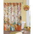 thumbnail image 2 of Orange Thanksgiving Fall Shower Curtain Set ，Waterproof Fabric Shower Curtains Orange Blue Pumpkins Botanical Rustic Shower Curtains for Bathroom,Bathroom Decor 72"x72", 2 of 7