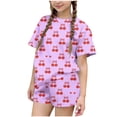 thumbnail image 2 of Mifsaly Kids Girls 2 Piece Cotton Matching Outfits Short Sleeve Cute Printed Tops and Shorts Skin-Friendly Breathable Casual Summer Clothes, 2 of 6