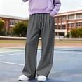thumbnail image 5 of SDNall Girls Drawstring Wide Leg Sweatpants, Solid Color Elastic Waist Casual Trousers for School Sports, Fall Winter Daily Causal Pants 4-16 Years, 5 of 7