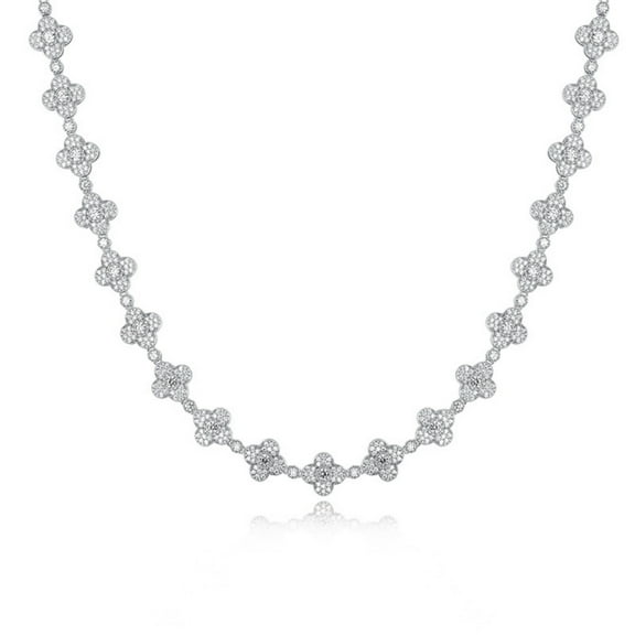Lucky Four Leaf Clover Moissanite Necklace for Men Women 15MM Width Round Cut D Color VVS1 Lab Created Sterling Silver Diamond Necklace 45-60CM