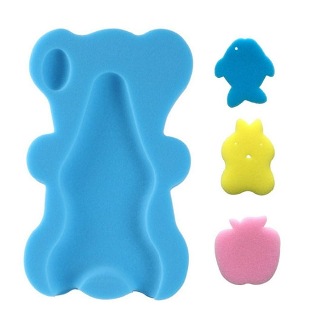 Esponja de baño para bebé de 1,8 pulgadas de grosor, antideslizante, suave, con forma de dibujos animados, gruesa, para baño, color azul