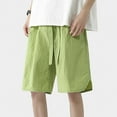 thumbnail image 4 of YLSDY Men's Summer Casual Cotton Linen Shorts with Drawstring Elastic Waist, Beach Shorts with Pockets, Outdoor Fashion Green XXL, 4 of 7