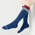 thumbnail image 2 of Hpapadks Socks For Girls Fashion Stripe Knee High Cotton Cute School Sports Socks Navy 3-5 Years, 2 of 5