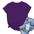 thumbnail image 2 of AherBiu Summer Tops for Women Short Sleeve Comfy Basic Top Tees Tshirt Crewneck Dailywear Undershirt, 2 of 5