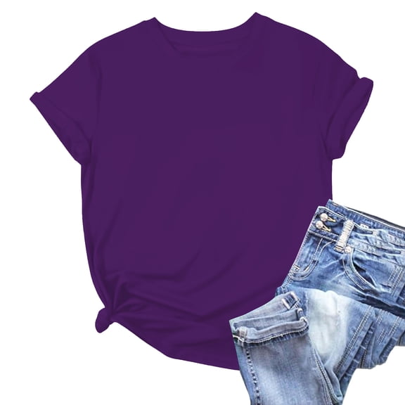 Danhjin Summer Casual T Shirts For Womens Trendy Loose Tops Soild Color Fitted Stretchy Tops Crew Neck Short Sleeve Shirts Basic Workout Clothes Spring Fashion Outfits