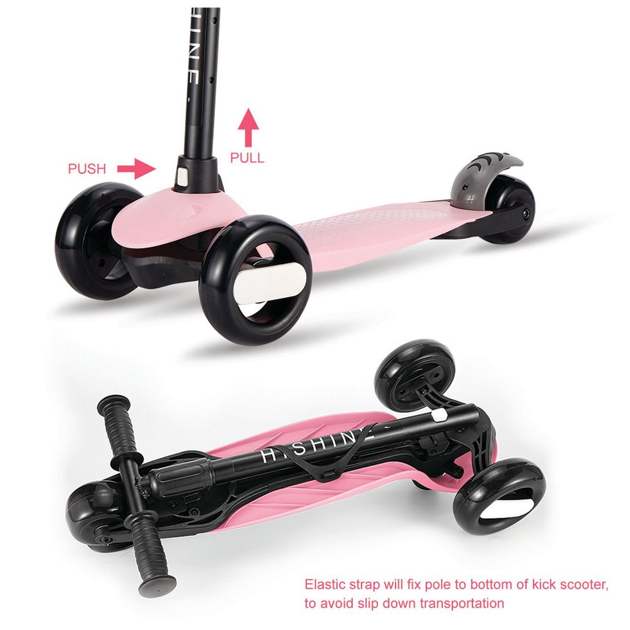 HighTech Mega GlideKick 3-Wheel Foldable Scooter With Lightup Wheels & Extendable T-Bar - Purple