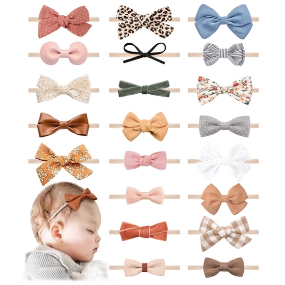Juego de diademas y lazos para bebés, 21 unidades