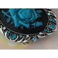 thumbnail image 3 of Vintage Inspired Antique Blue Green Rose Crystal Flower Cameo Pin Brooch, Blue Green, 3 of 6