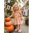 thumbnail image 6 of RUINIXCW Kids Toddler Baby Girls Halloween Dress Outfit Infant Baby Girls Summer Fall Plaid Dress Clothes Cute Pumpkin Ghost Embroidery Doll Collar Short Sleeve Dress, 6 of 9