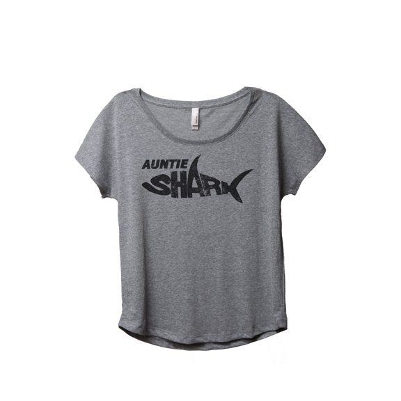 Auntie Shark Women's Fashion Slouchy Dolman T-Shirt Tee Heather Grey Small