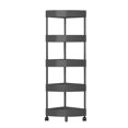 thumbnail image 2 of Étagère d'Angle de Salle de Bain à 5 Niveaux avec Roulettes, Hauteur Réglable, Rangement Sans Perçage, Noir, 2 of 9