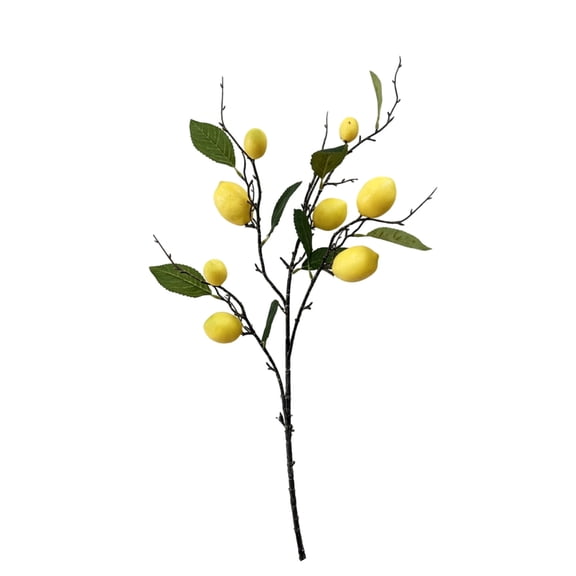 Artificial Lemon Branch with 8 Lemons and Green Leaves for Vase, Table Centerpiece, Kitchen and Home Decor