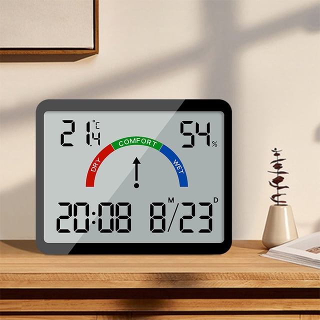 Dvkptbk Thin Electronic Clock, Digital Clock, Wall Mounted LCD Small Alarm Clock, Multifunctional Temperature Electronic Clock