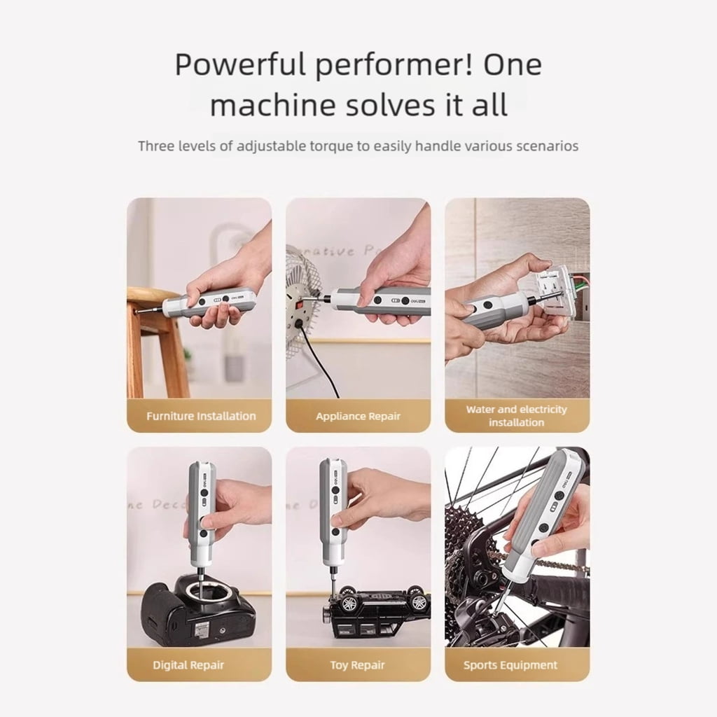 Rechargeable Electric Screwdriver Kit 12 Bits 1500mAh Battery 3 Speed Adjustable with LED Light and Ergonomic Handle