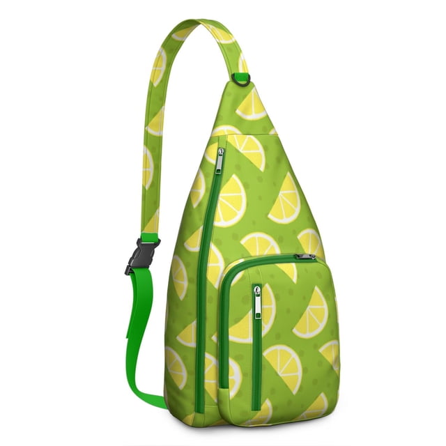 Zesty Lemon Sling Backpack - Vibrant Citrus Print Crossbody Bag, Fashionable Daypack for Teens