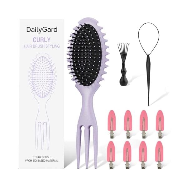 wonima44 Curl Defining Hair Brush, Wet Hair Brush for Women and Men, Detangler Hairbrush for Wet & Dry, Styling Brush for Curly Hair, Shaping and Defining Curls for Long/Wavy/Damaged Hair, Purple