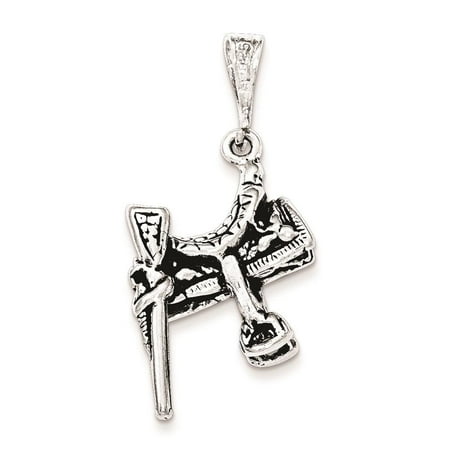 925 Sterling Silver Antiqued Saddle Polished 3-D Open-bottom Charm Pendant