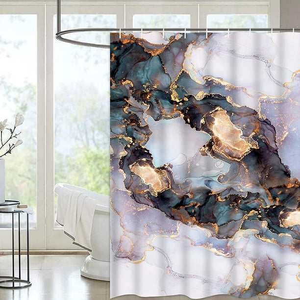 Ikfashoni Marble Shower Curtain Oxford Fabric Waterproof Bath Curtains Purple Luxury For Bathroom 69 X75 Ca