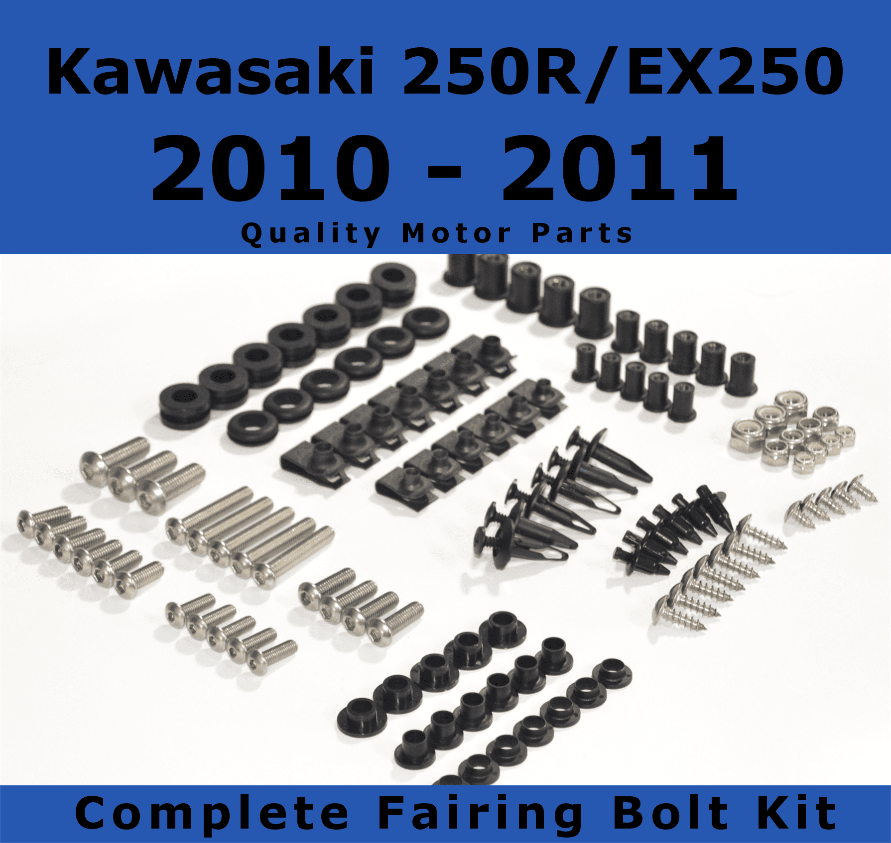 Xitomer Full Sets Fairing Bolts Kits Matte Black Mounting Kits Washers/Nuts/Fastenings/Clips/Grommets for Kawasaki Ninja250R EX250R 2008 2009 2010 2011 2012 