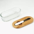 thumbnail image 3 of Glass Butter Dish With Bamboo Lid And Knife, Oval Butter Keeper With Spreader, Food-Safe Butter Container For Kitchen Dining Table Decor B-17Cm, 3 of 3