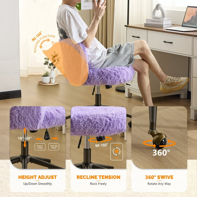 Ktaxon Vanity Chair, Adjustable Desk Chair, Metal Base, Swivel