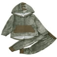 thumbnail image 1 of Ensemble Deux Pièces pour Garçon, Patchwork, Forme Dinosaure, Chandail à Capuchon à Manches Longues avec Poche + Pantalon, 1 of 6