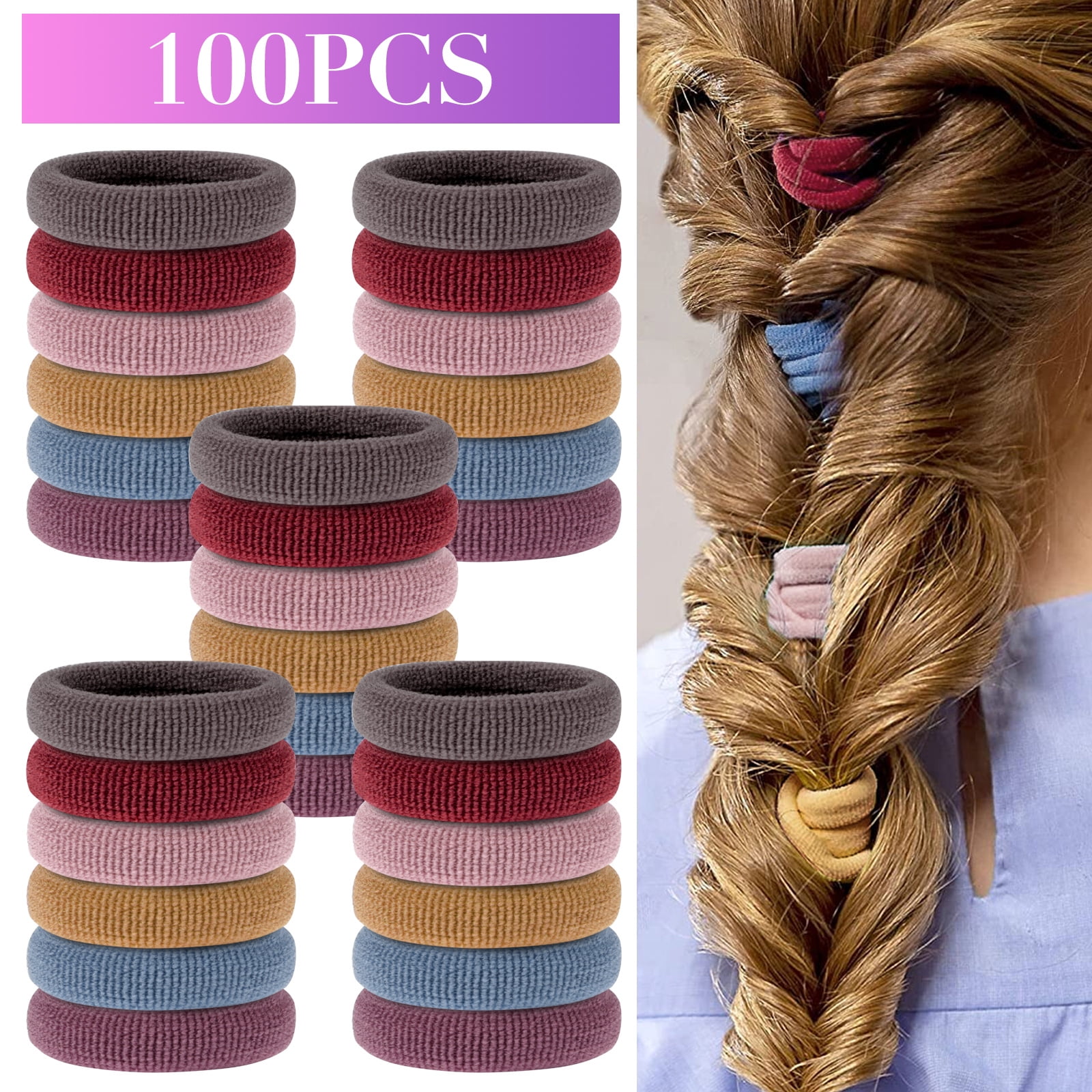 EEEkit 100pcs Mini Rubber Hair Bands for Girls, Soft Cotton Elastic Hair  Ties, Seamless Hairbands Ponytail Holders for Kids Hair, Braids Hair,  Wedding Hairstyle, Black/Multicolor 