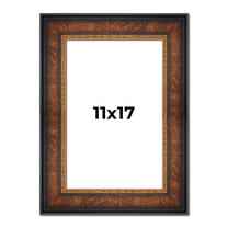 11x17 Frame Brown Walnut Gold Ornate Trim Solid Wood Plein Air Picture Frame | 3 Inch Moulding