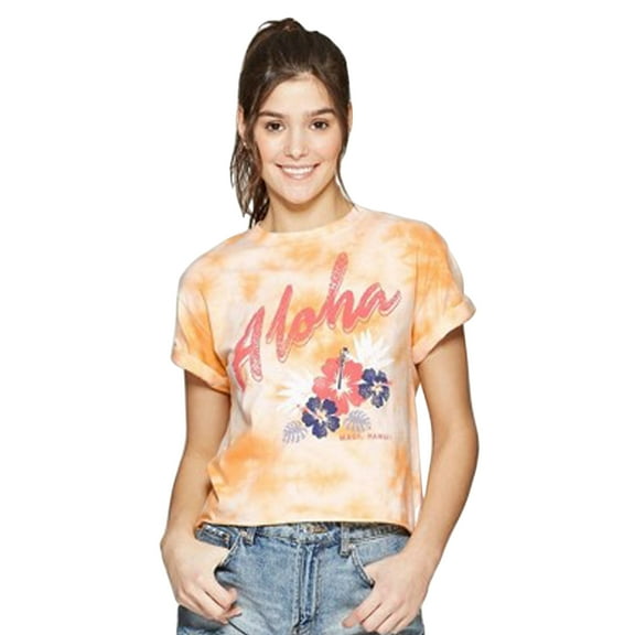 Mighy Fine Aloha Tie-Dye Crop T-Shirt Junior Women's Tee