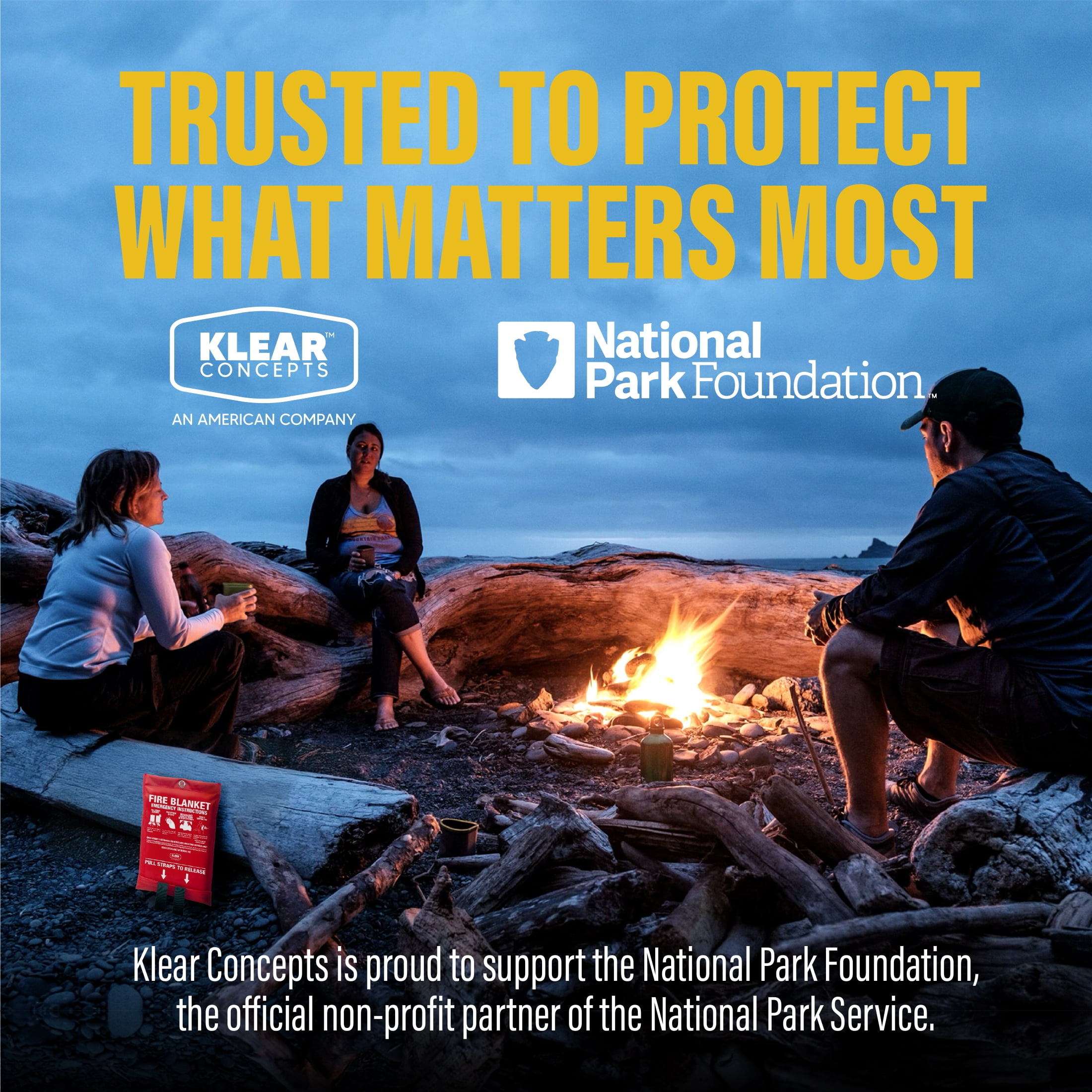 Klear Concepts Silicone Fire Blanket 40x40 in Partnership with the National Parks Foundation