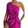 thumbnail image 1 of Vestido de Cóctel para Mujer, con un Solo Hombro, Larga y Abertura Alta, para Fiesta de Boda Rosa Roja M, 1 of 8