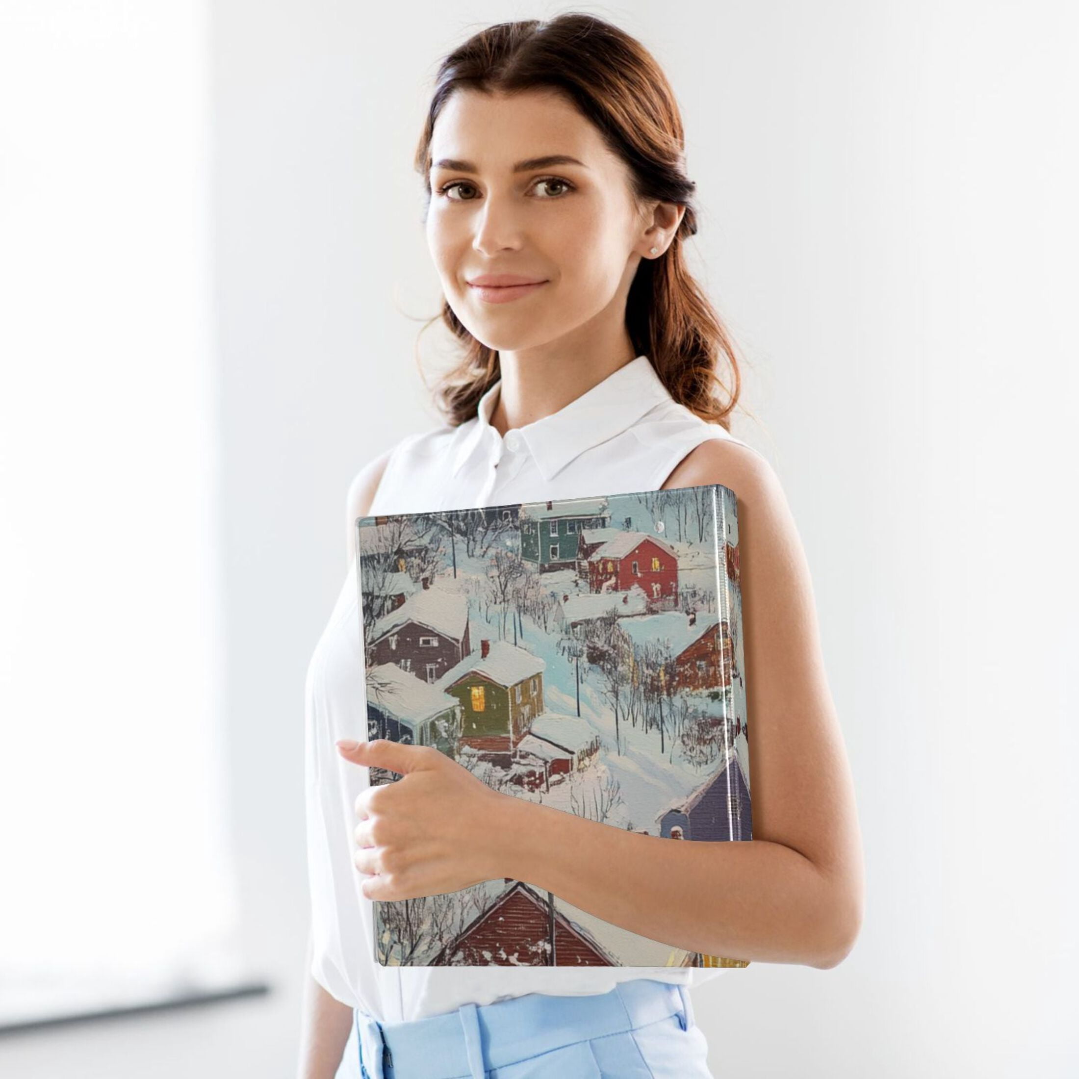 Town Houses 3 Ring Binders 1.5 inch Hardcover File Folders with Interior Pockets A4 Size Organizer for School Office Hospital Set of 2