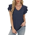 thumbnail image 2 of Sexy Dance Womens Summer Tops Ruffle Short Sleeve V Neck T-Shirts Casual Loose Fit Blouse Dressy Tops, 2 of 6