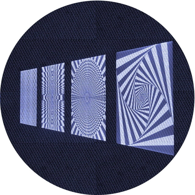 Ahgly Company Tapis Rond Lavable en Machine Intérieur Transitionnel Bleu Nuit, 3 Pieds Rond