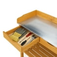 thumbnail image 2 of Outdoor Garden Potting Bench Table – Wooden Planting Workstation with Metal Tabletop, Drawers & Storage Shelf, 2 of 16