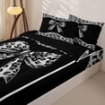 thumbnail image 3 of Erosebridal Chic Leopard Bow Zipper Twin Comforter Sets with Fitted Sheet and 2 Pillowcases,Gray Cheetah Animal Print Zipper Bedding Set For Girls,Black Reversible,4-Piece, 3 of 7