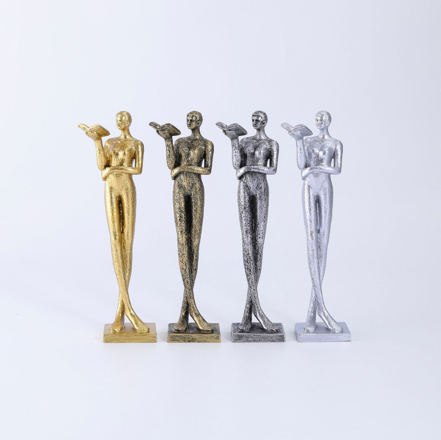 4 PACK Thinker Statue Reading Abstract Art Sculpture Modern and Simple